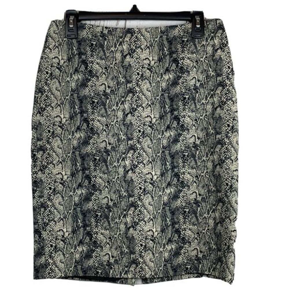 TALBOTS Tan/Gray & Black Snake Skin Print‎ Cotton Blend Pencil Skirt-4